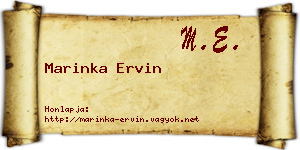 Marinka Ervin névjegykártya